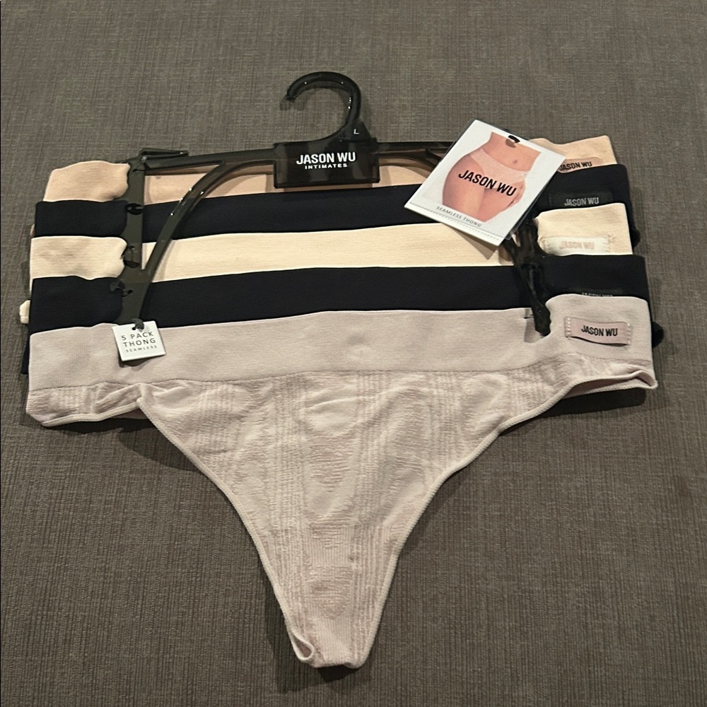 Jason Wu Seamless Thong 5-Pack L Cloud Gray NWT